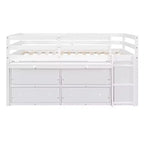 Whisen 76L x 41.8W Letto a soppalco Twin Size con scrivania estraibile e 4 cassetti, scrivania laterale portatile e mensole