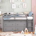 Whisen 76L x 41.8W Letto a soppalco Twin Size con scrivania estraibile e 4 cassetti, scrivania laterale portatile e mensole