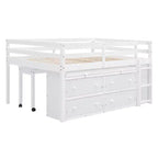 Whisen 76L x 41.8W Letto a soppalco Twin Size con scrivania estraibile e 4 cassetti, scrivania laterale portatile e mensole