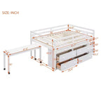 Whisen 76L x 41.8W Letto a soppalco Twin Size con scrivania estraibile e 4 cassetti, scrivania laterale portatile e mensole
