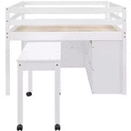 Whisen 76L x 41.8W Letto a soppalco Twin Size con scrivania estraibile e 4 cassetti, scrivania laterale portatile e mensole