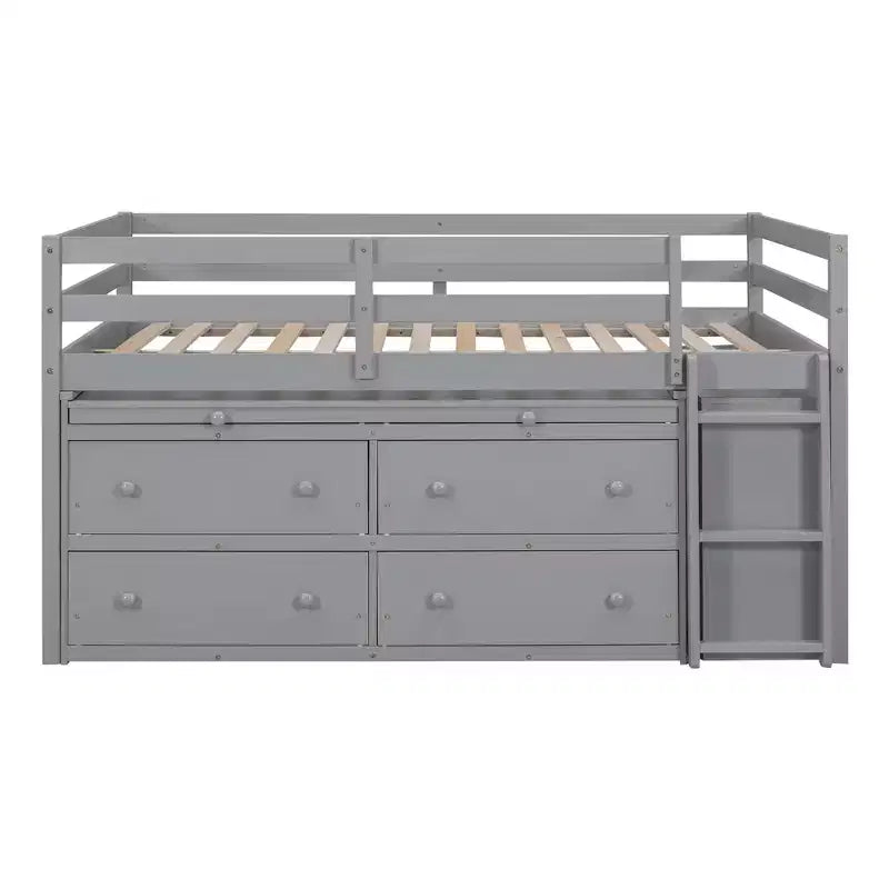 Whisen 76L x 41.8W Letto a soppalco Twin Size con scrivania estraibile e 4 cassetti, scrivania laterale portatile e mensole