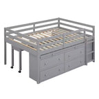 Whisen 76L x 41.8W Letto a soppalco Twin Size con scrivania estraibile e 4 cassetti, scrivania laterale portatile e mensole