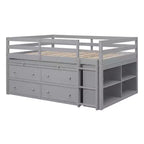 Whisen 76L x 41.8W Letto a soppalco Twin Size con scrivania estraibile e 4 cassetti, scrivania laterale portatile e mensole