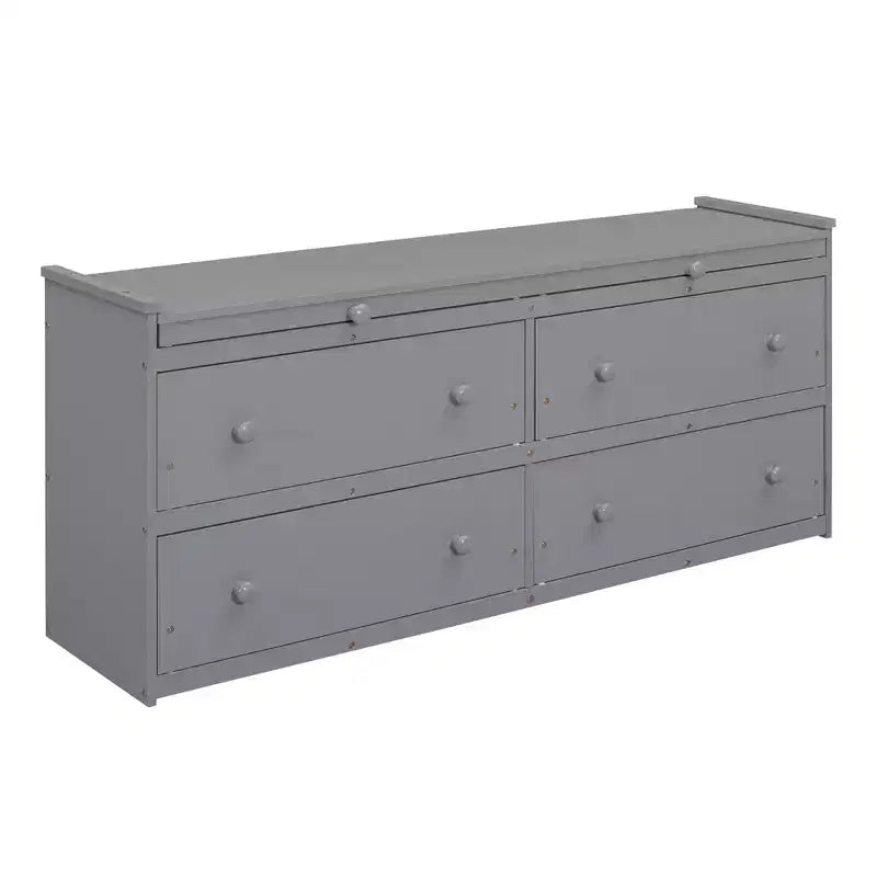 Whisen 76L x 41.8W Letto a soppalco Twin Size con scrivania estraibile e 4 cassetti, scrivania laterale portatile e mensole