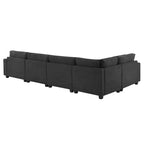 Divano componibile a U Whisen Modern in ciniglia con pouf di grandi dimensioni, portaoggetti nel bracciolo nascosto e portabicchieri, porte di ricarica USB