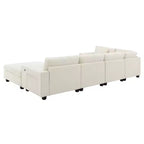 Divano componibile a U Whisen Modern in ciniglia con pouf di grandi dimensioni, portaoggetti nel bracciolo nascosto e portabicchieri, porte di ricarica USB