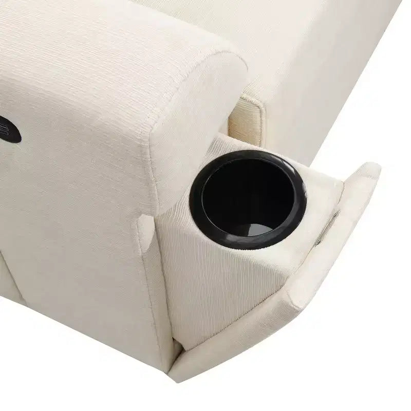 Divano componibile a U Whisen Modern in ciniglia con pouf di grandi dimensioni, portaoggetti nel bracciolo nascosto e portabicchieri, porte di ricarica USB