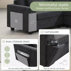 Divano componibile a U Whisen Modern in ciniglia con pouf di grandi dimensioni, portaoggetti nel bracciolo nascosto e portabicchieri, porte di ricarica USB