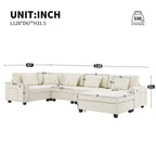Divano componibile a U Whisen Modern in ciniglia con pouf di grandi dimensioni, portaoggetti nel bracciolo nascosto e portabicchieri, porte di ricarica USB