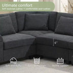 Divano componibile a U Whisen Modern in ciniglia con pouf di grandi dimensioni, portaoggetti nel bracciolo nascosto e portabicchieri, porte di ricarica USB