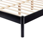 Struttura letto a piattaforma matrimoniale/queen size con morbida testiera imbottita, Nero+Grigio-ModernLuxe