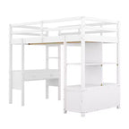 Letto a soppalco in legno Whisen 78.20''L 57.50''W con scrivania integrata con due cassetti, ripiani e cassetti portaoggetti
