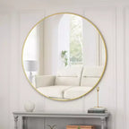 Specchio da parete circolare dorato oversize da 48 pollici: Grande, con cornice in metallo, da toeletta, per camerino - Lusso per bagno, soggiorno, camera da letto