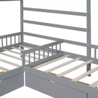 Letto a piattaforma a casetta Whisen, una piazza e mezza, con tre cassetti contenitore
