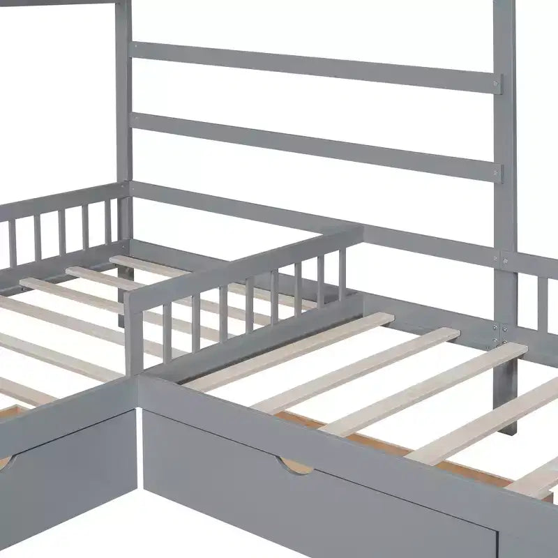 Letto a piattaforma a casetta Whisen, una piazza e mezza, con tre cassetti contenitore
