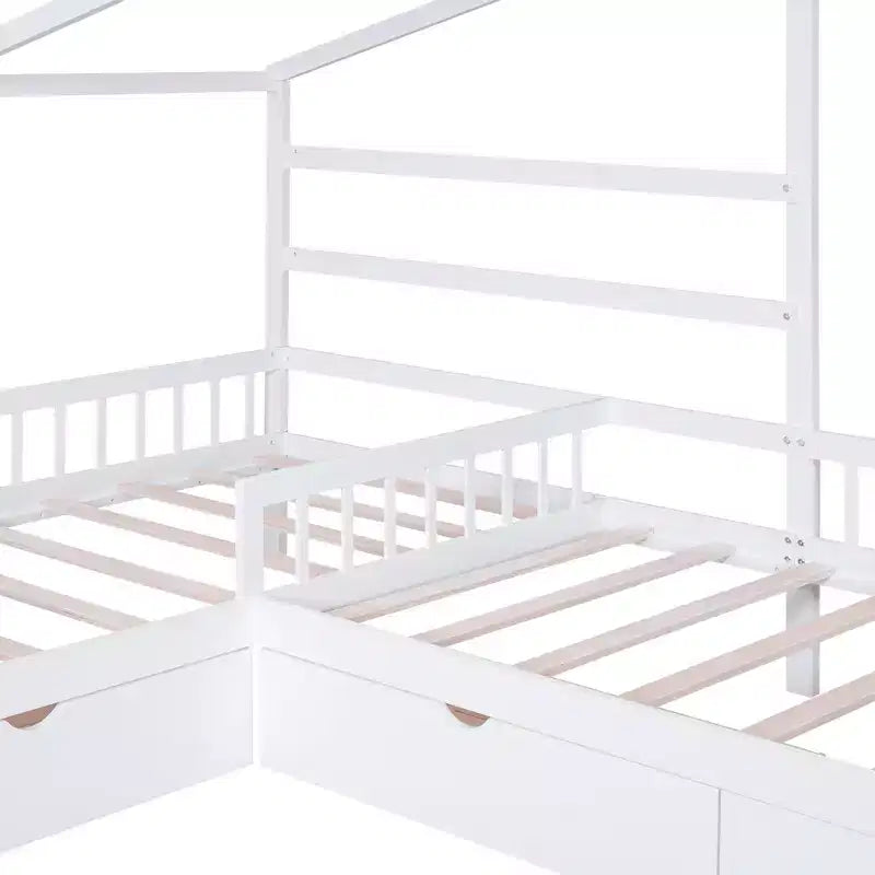 Letto a piattaforma a casetta Whisen, una piazza e mezza, con tre cassetti contenitore