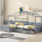 Letto a piattaforma a casetta Whisen, una piazza e mezza, con tre cassetti contenitore