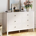 Heynemo Morden Vertical Stripes 6-Drawer Double Dresser, Painted Chest of Drawers, Wooden Storage Cabinet for Bedroom Living Room Sideboard