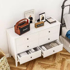 Cassettiera doppia Heynemo Morden a 6 cassetti a righe verticali, cassettiera verniciata, mobile contenitore in legno per camera da letto e soggiorno