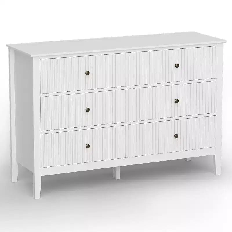 Cassettiera doppia Heynemo Morden a 6 cassetti a righe verticali, cassettiera verniciata, mobile contenitore in legno per camera da letto e soggiorno