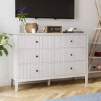 Cassettiera doppia Heynemo Morden a 6 cassetti a righe verticali, cassettiera verniciata, mobile contenitore in legno per camera da letto e soggiorno