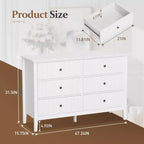 Cassettiera doppia Heynemo Morden a 6 cassetti a righe verticali, cassettiera verniciata, mobile contenitore in legno per camera da letto e soggiorno