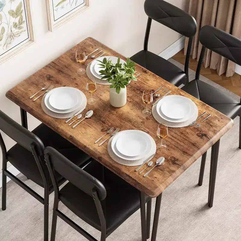 Set da tavolo da pranzo da 5 pezzi per 4 persone, tavolo e sedie da cucina per 4, set da tavolo da pranzo moderno, set da tavolo da cena per 4