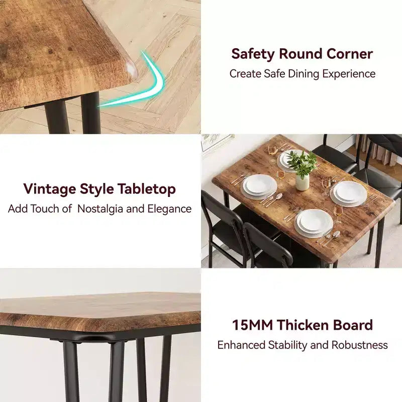 Set da tavolo da pranzo da 5 pezzi per 4 persone, tavolo e sedie da cucina per 4, set da tavolo da pranzo moderno, set da tavolo da cena per 4