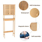 Evideco Mobiletto salvaspazio da bagno da mettere sopra al WC, con doppie ante ventilate e ripiano aperto, colore naturale - Collezione Trinidad