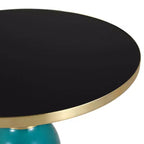 LeisureMod Tully Tavolino Rotondo, Bordo Oro con Vetro/Piano in Pietra Sinterizzata
