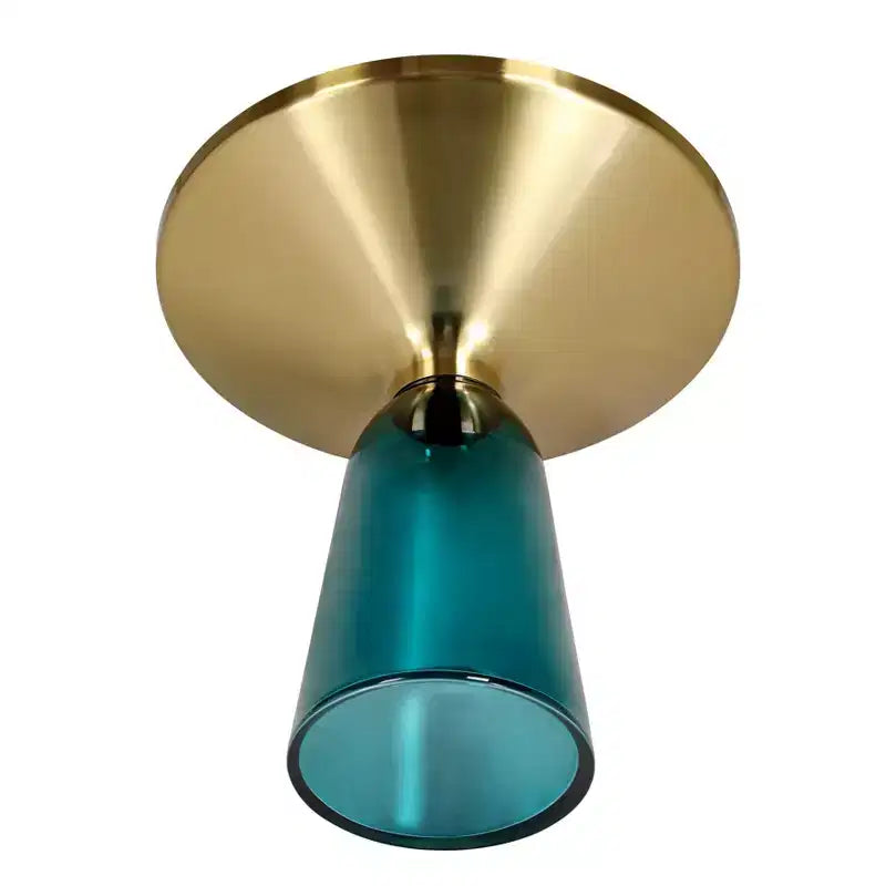 LeisureMod Tully Tavolino Rotondo, Bordo Oro con Vetro/Piano in Pietra Sinterizzata