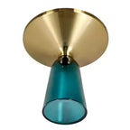 LeisureMod Tully Tavolino Rotondo, Bordo Oro con Vetro/Piano in Pietra Sinterizzata