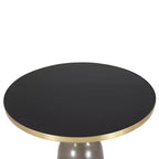 LeisureMod Tully Tavolino Rotondo, Bordo Oro con Vetro/Piano in Pietra Sinterizzata