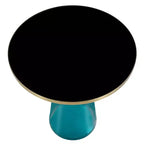 LeisureMod Tully Tavolino Rotondo, Bordo Oro con Vetro/Piano in Pietra Sinterizzata