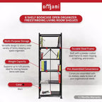 Libreria Origami 3 pezzi a 6 ripiani, organizer aperto indipendente grande scaffale moderno per soggiorno, mobile verticale, nessun assemblaggio richiesto, nero