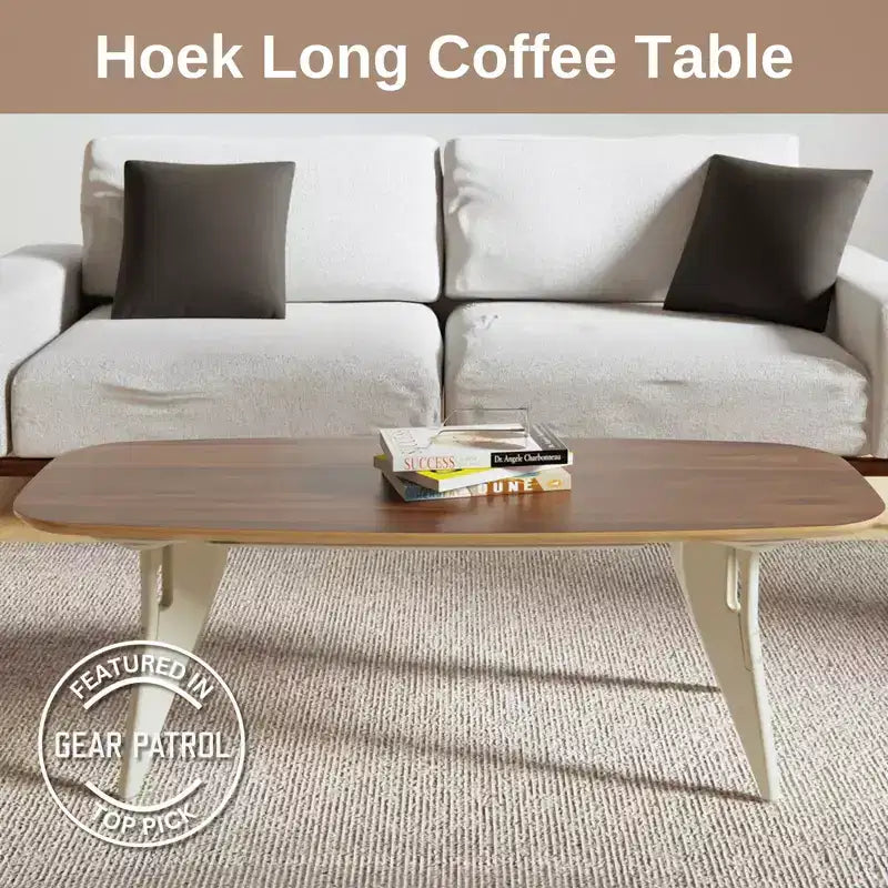 Tavolino da caffè Hoek Long, 47,5 x 20, rettangolare, design salvaspazio e portatile, montaggio con un clic senza attrezzi con gancio a muro