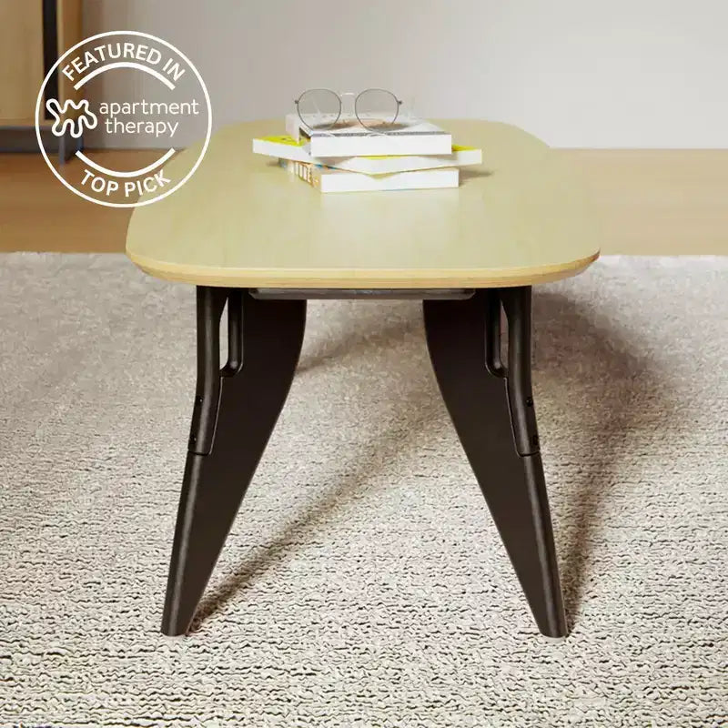 Tavolino da caffè Hoek Long, 47,5 x 20, rettangolare, design salvaspazio e portatile, montaggio con un clic senza attrezzi con gancio a muro