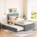 Letto a piattaforma imbottito con due letti estraibili - Design salvaspazio