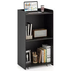 Costway Leggio da Presentazione 41 con 2 Ripiani Portaoggetti Carrello per Computer Portatile con 4 Ruote Nero/Bianco