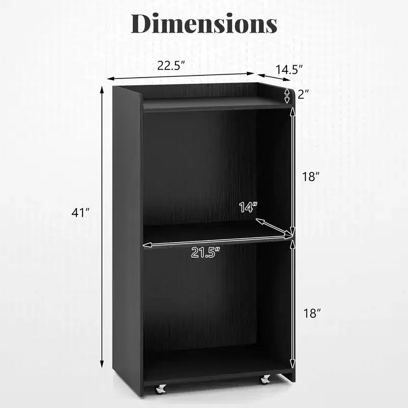 Costway Leggio da Presentazione 41 con 2 Ripiani Portaoggetti Carrello per Computer Portatile con 4 Ruote Nero/Bianco