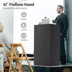 Costway Leggio da Presentazione 41 con 2 Ripiani Portaoggetti Carrello per Computer Portatile con 4 Ruote Nero/Bianco