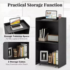 Costway Leggio da Presentazione 41 con 2 Ripiani Portaoggetti Carrello per Computer Portatile con 4 Ruote Nero/Bianco