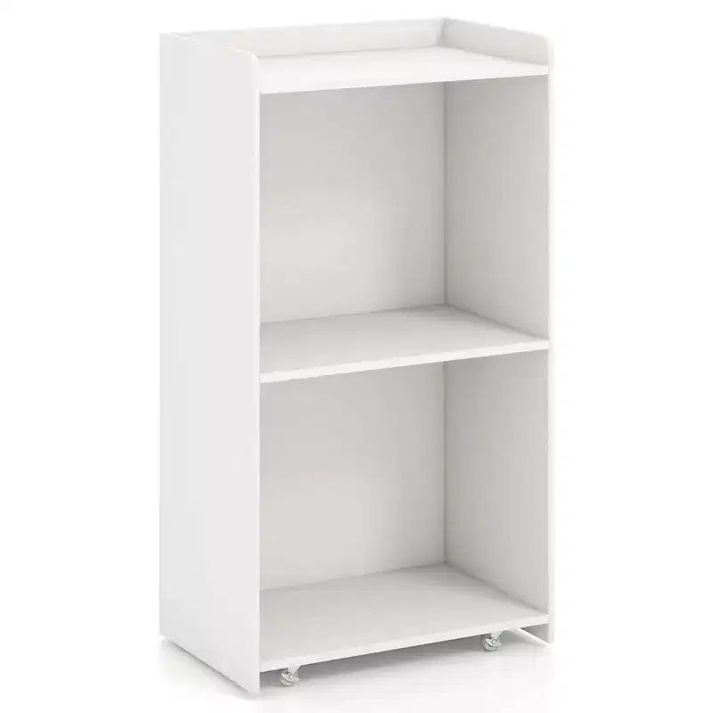 Costway Leggio da Presentazione 41 con 2 Ripiani Portaoggetti Carrello per Computer Portatile con 4 Ruote Nero/Bianco