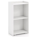 Costway Leggio da Presentazione 41 con 2 Ripiani Portaoggetti Carrello per Computer Portatile con 4 Ruote Nero/Bianco
