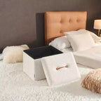 LEDREM Piccolo pouf contenitore pieghevole, 31 x 41 x 31 cm, pouf robusto con vano portaoggetti nascosto, supporta fino a 130 kg