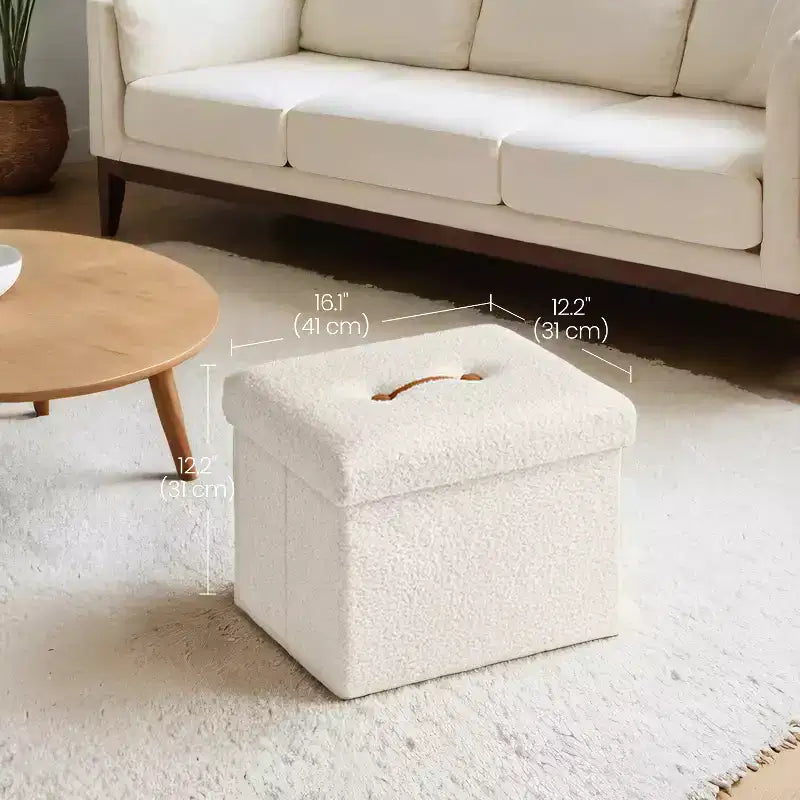 LEDREM Piccolo pouf contenitore pieghevole, 31 x 41 x 31 cm, pouf robusto con vano portaoggetti nascosto, supporta fino a 130 kg