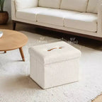 LEDREM Piccolo pouf contenitore pieghevole, 31 x 41 x 31 cm, pouf robusto con vano portaoggetti nascosto, supporta fino a 130 kg