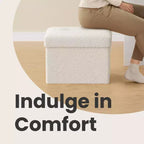 LEDREM Piccolo pouf contenitore pieghevole, 31 x 41 x 31 cm, pouf robusto con vano portaoggetti nascosto, supporta fino a 130 kg