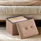 LEDREM Piccolo pouf contenitore pieghevole, 31 x 41 x 31 cm, pouf robusto con vano portaoggetti nascosto, supporta fino a 130 kg